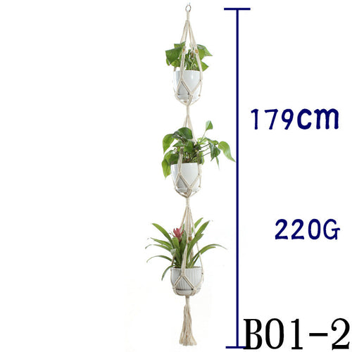 Flower Pot Net Bag Beige Cotton Rope Indoor Plant Hanger Hanging