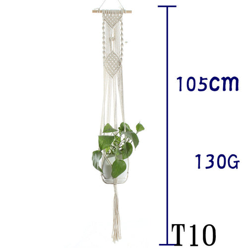 Flower Pot Net Bag Beige Cotton Rope Indoor Plant Hanger Hanging