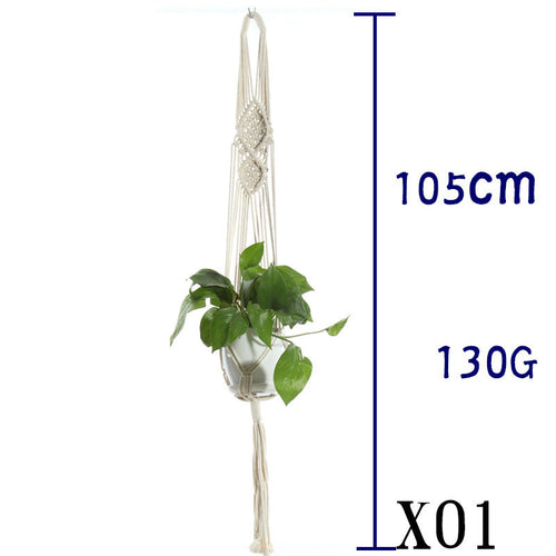 Flower Pot Net Bag Beige Cotton Rope Indoor Plant Hanger Hanging