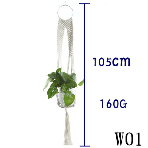 Flower Pot Net Bag Beige Cotton Rope Indoor Plant Hanger Hanging