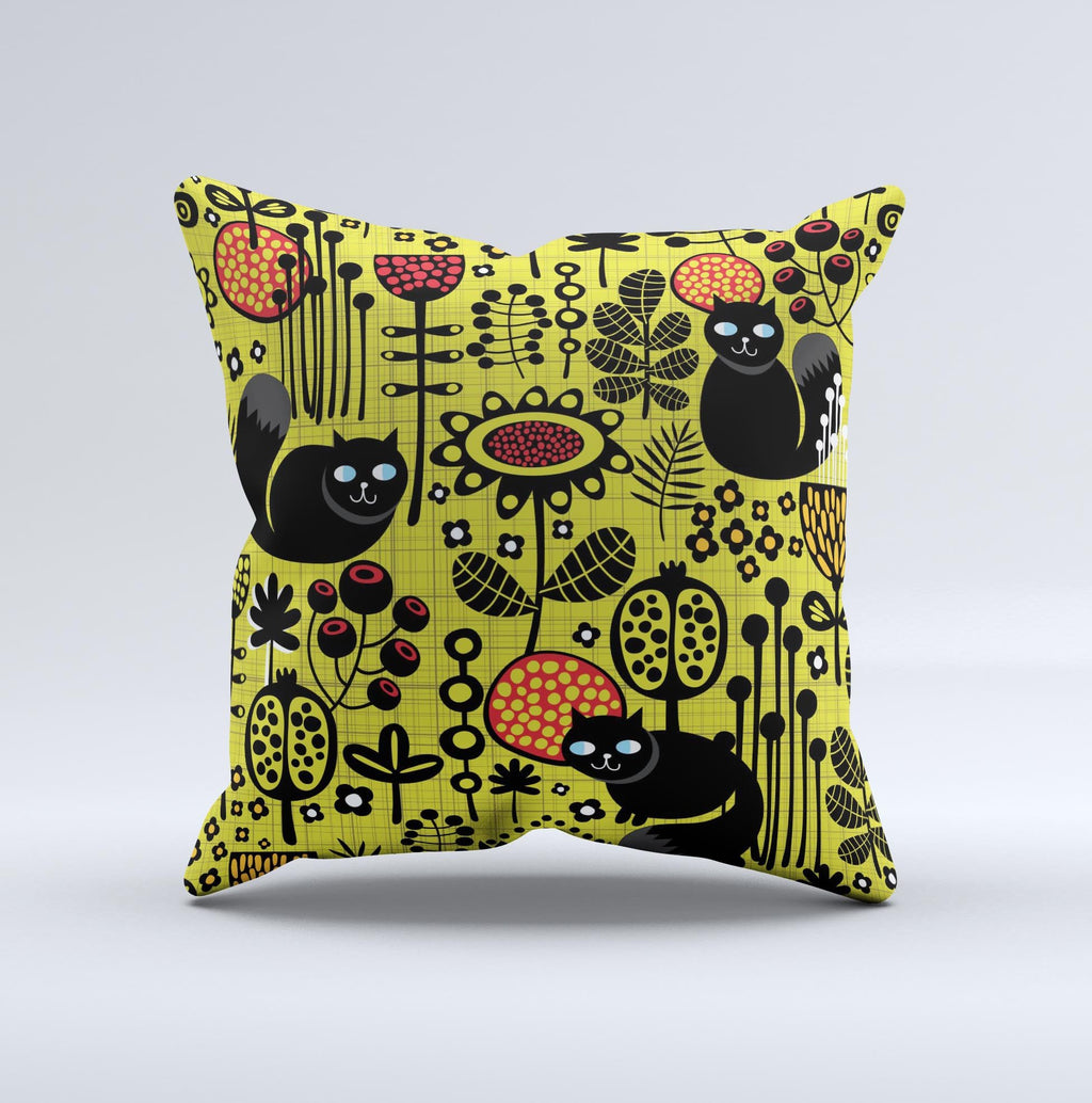 Gold vector Fat Cat Illustration Ink-Fuzed Decorative Throw Pillow