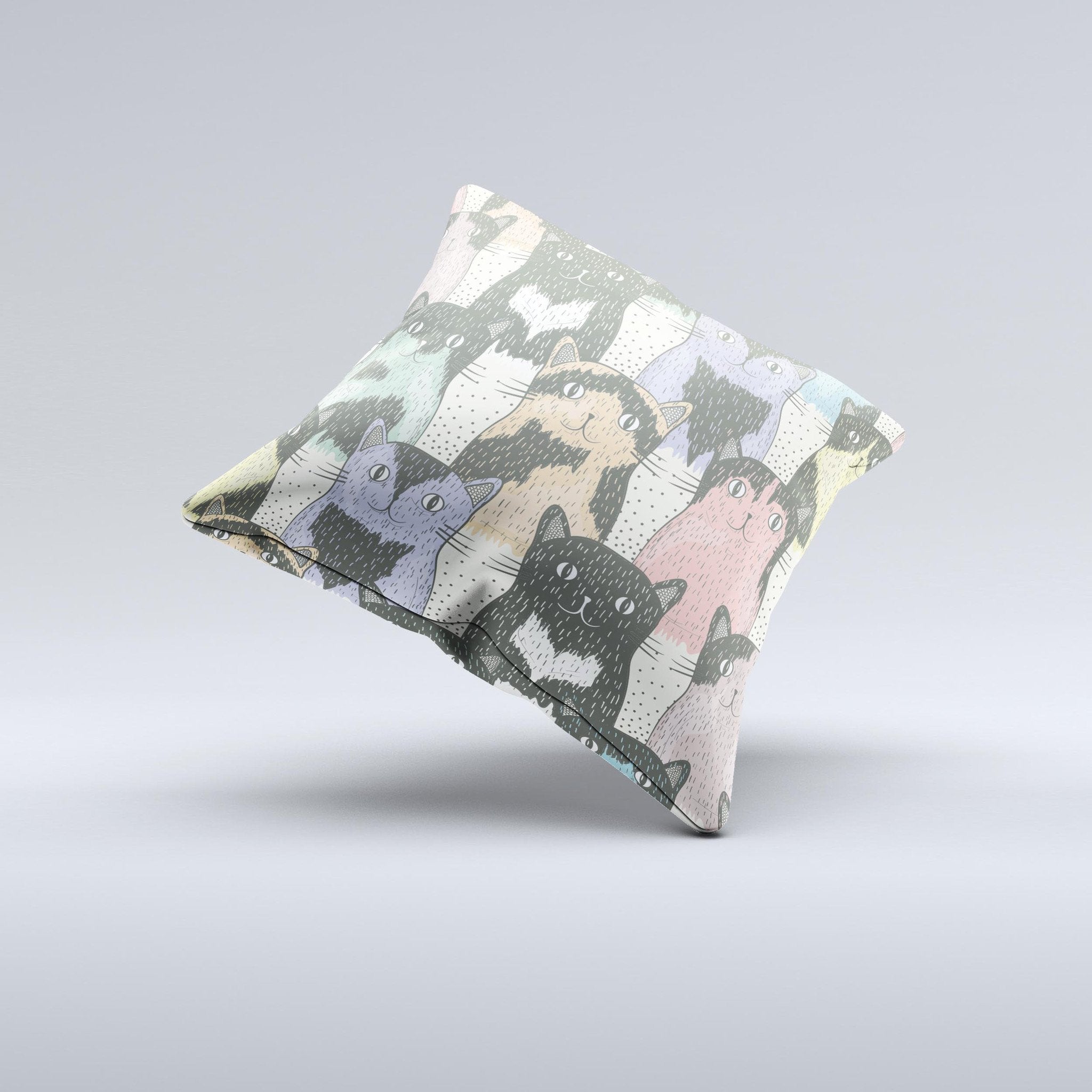 Vintage Cat portrait  Ink-Fuzed Decorative Throw Pillow