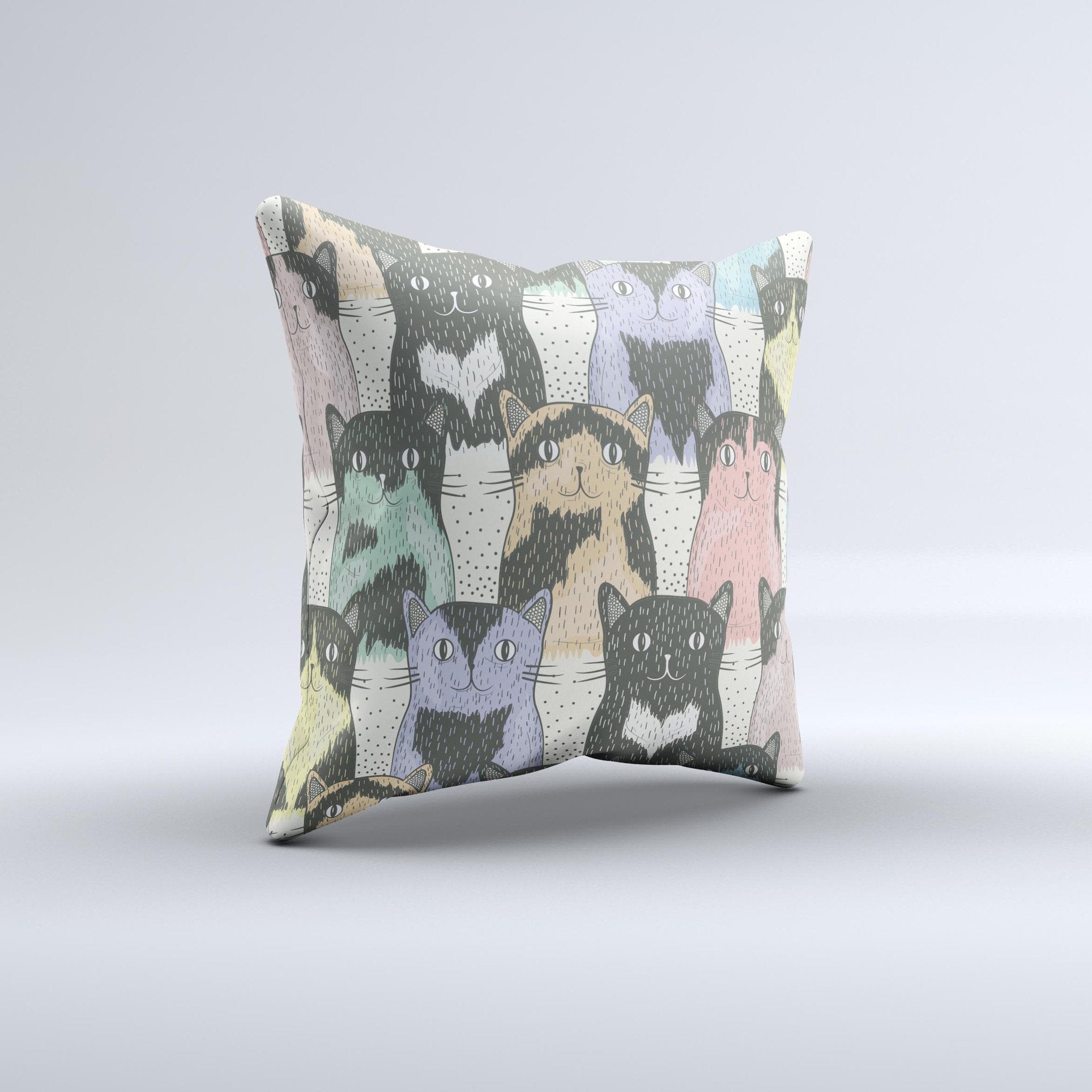 Vintage Cat portrait  Ink-Fuzed Decorative Throw Pillow