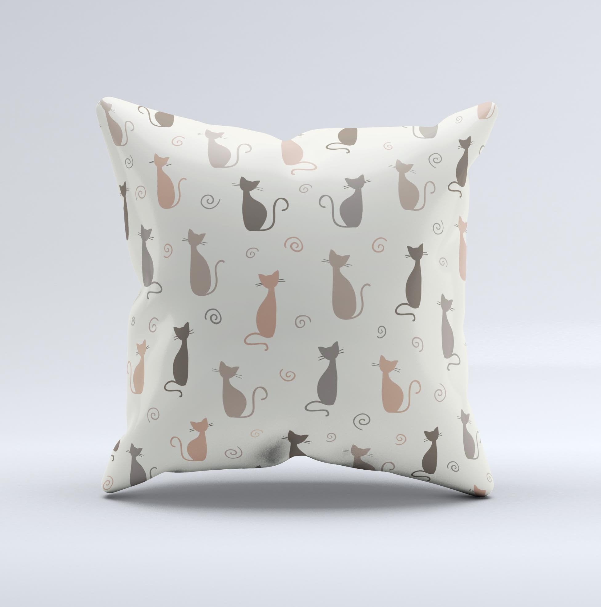 Vintage Solid Cat Shadows Ink-Fuzed Decorative Throw Pillow