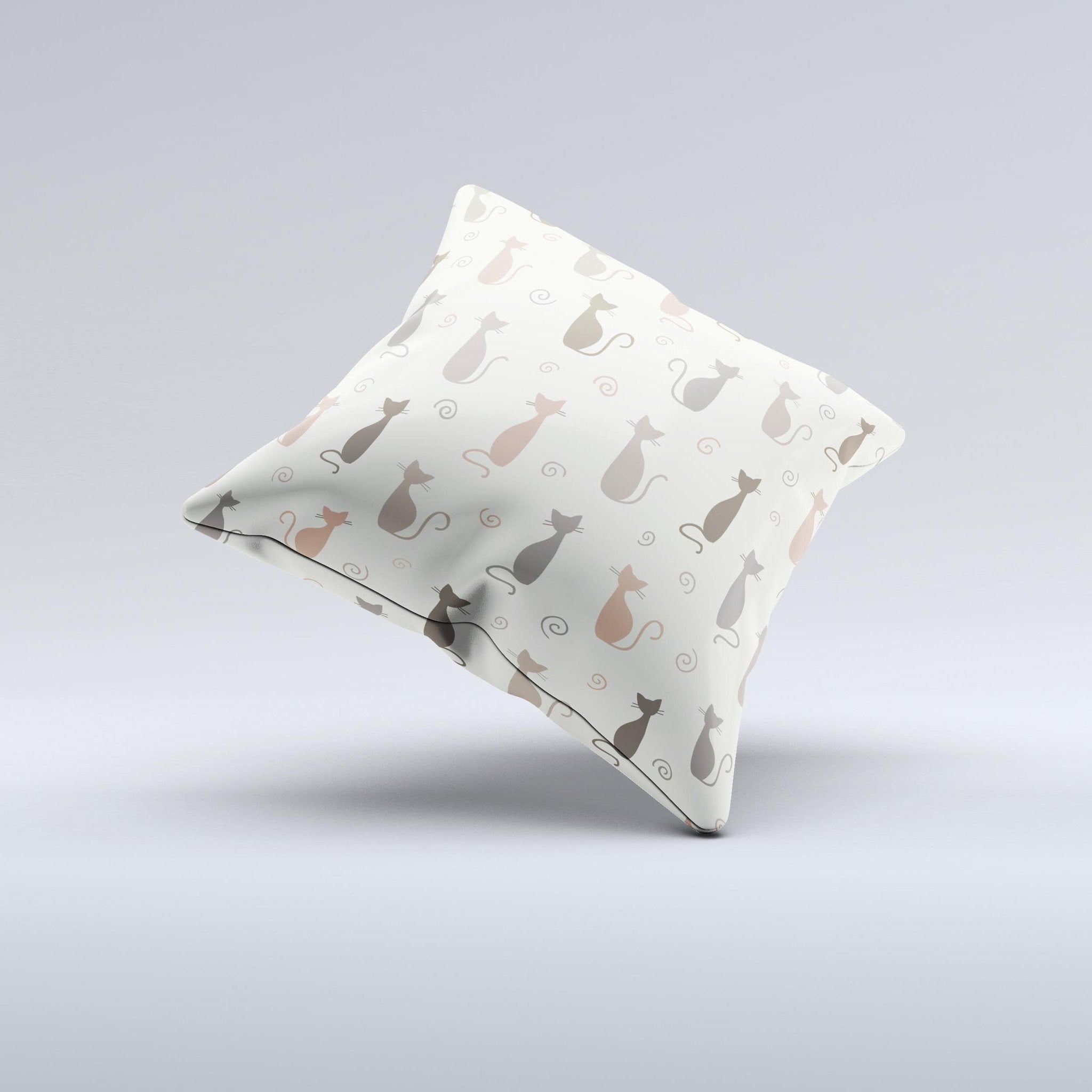 Vintage Solid Cat Shadows Ink-Fuzed Decorative Throw Pillow