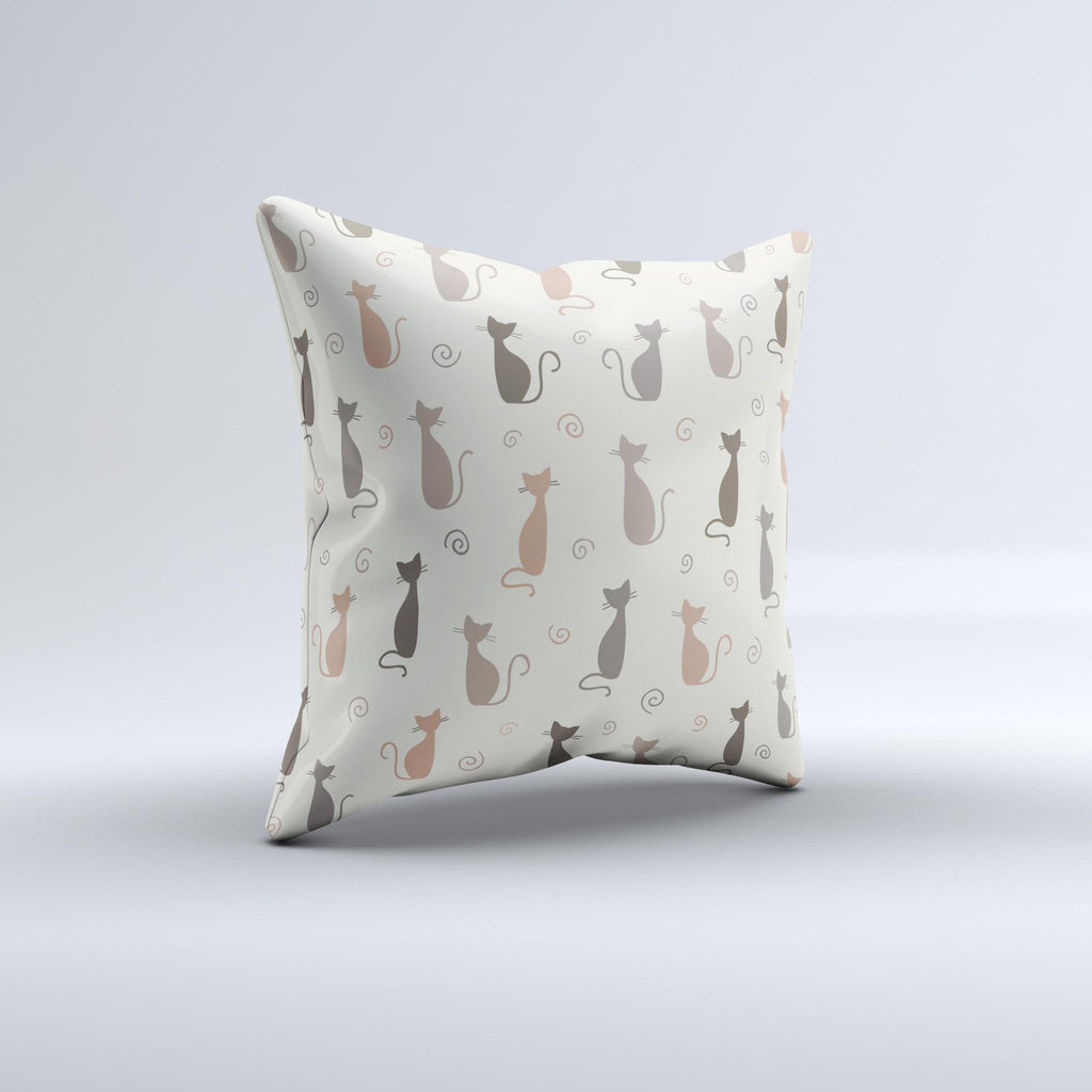 Vintage Solid Cat Shadows Ink-Fuzed Decorative Throw Pillow