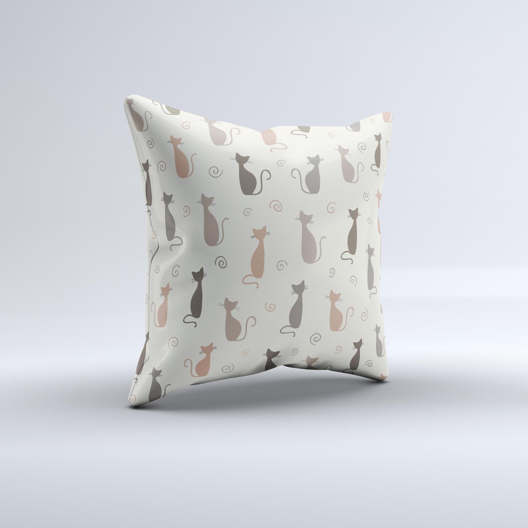 Vintage Solid Cat Shadows Ink-Fuzed Decorative Throw Pillow