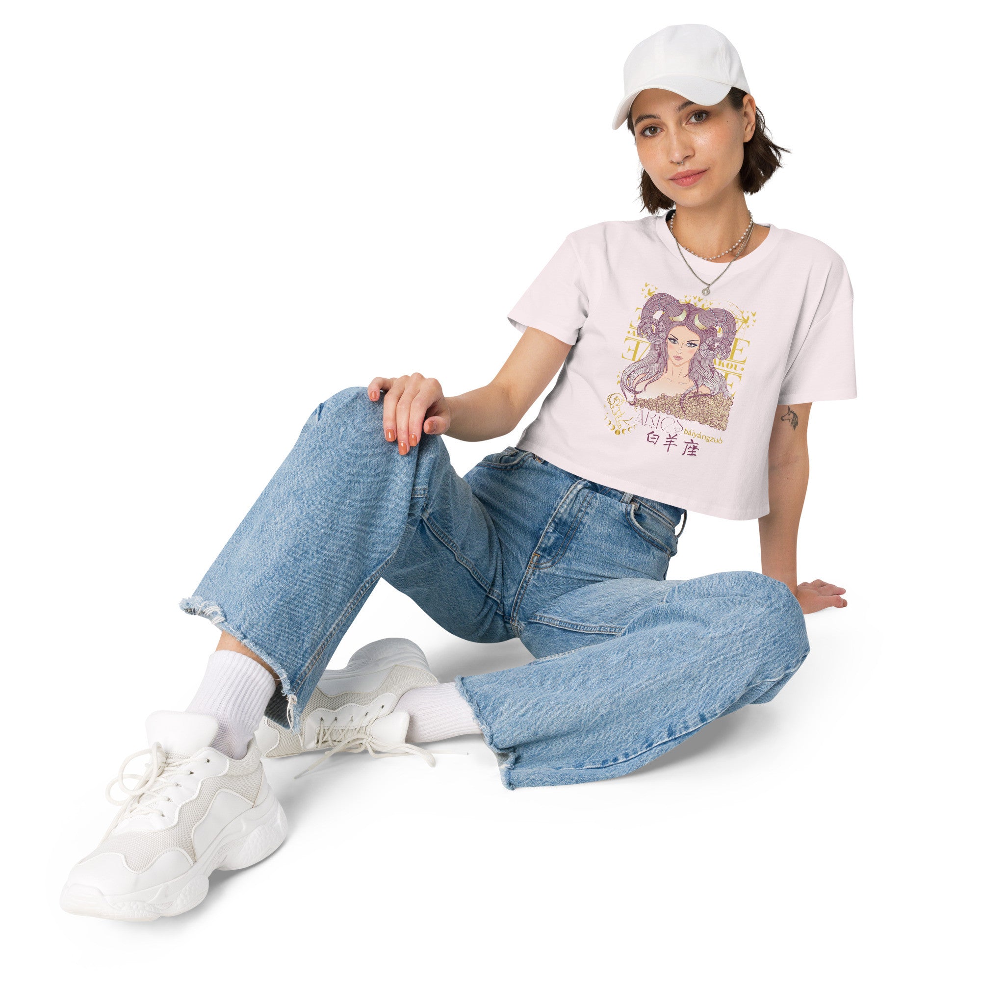Aries Crop top with zodiac print