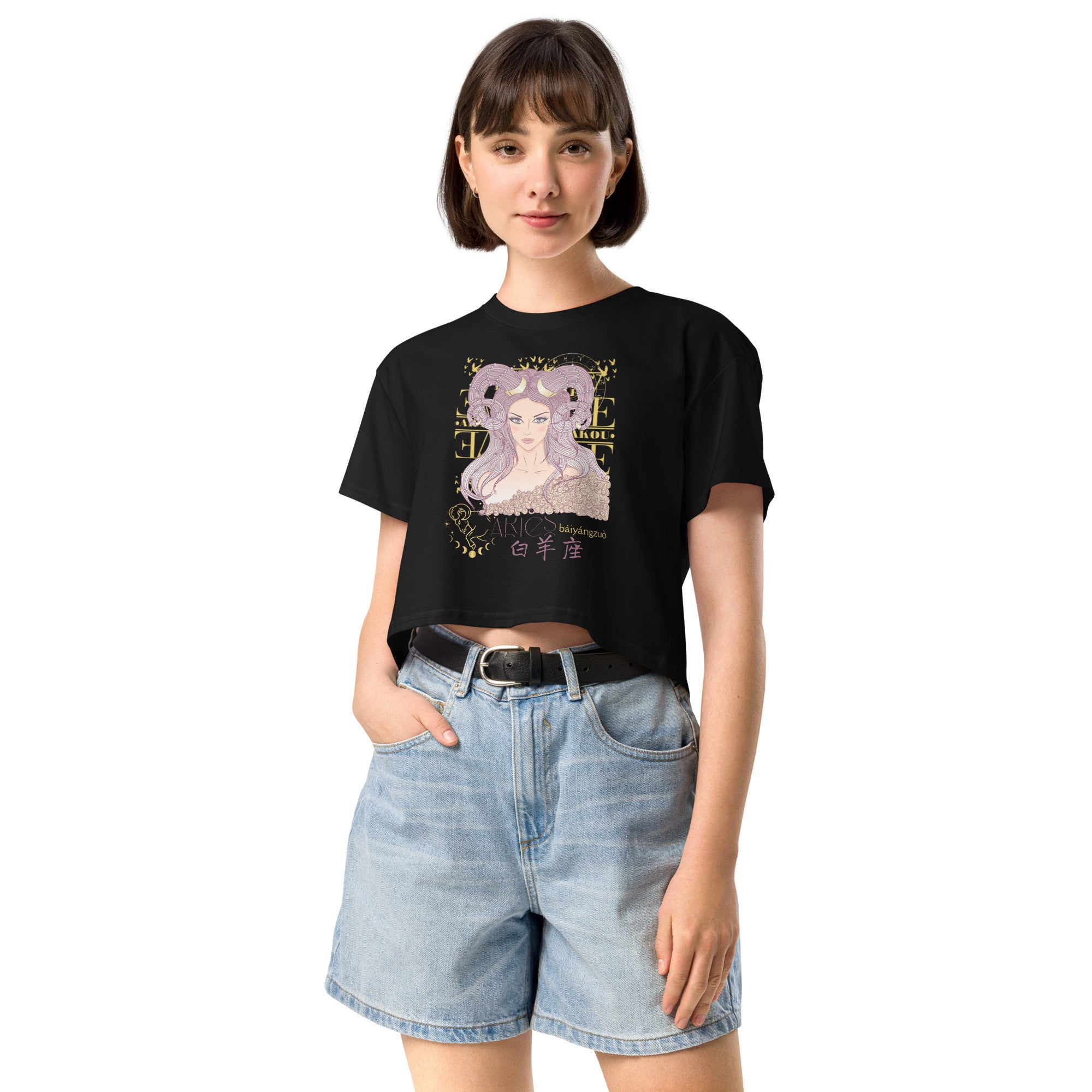 Aries Crop top with zodiac print
