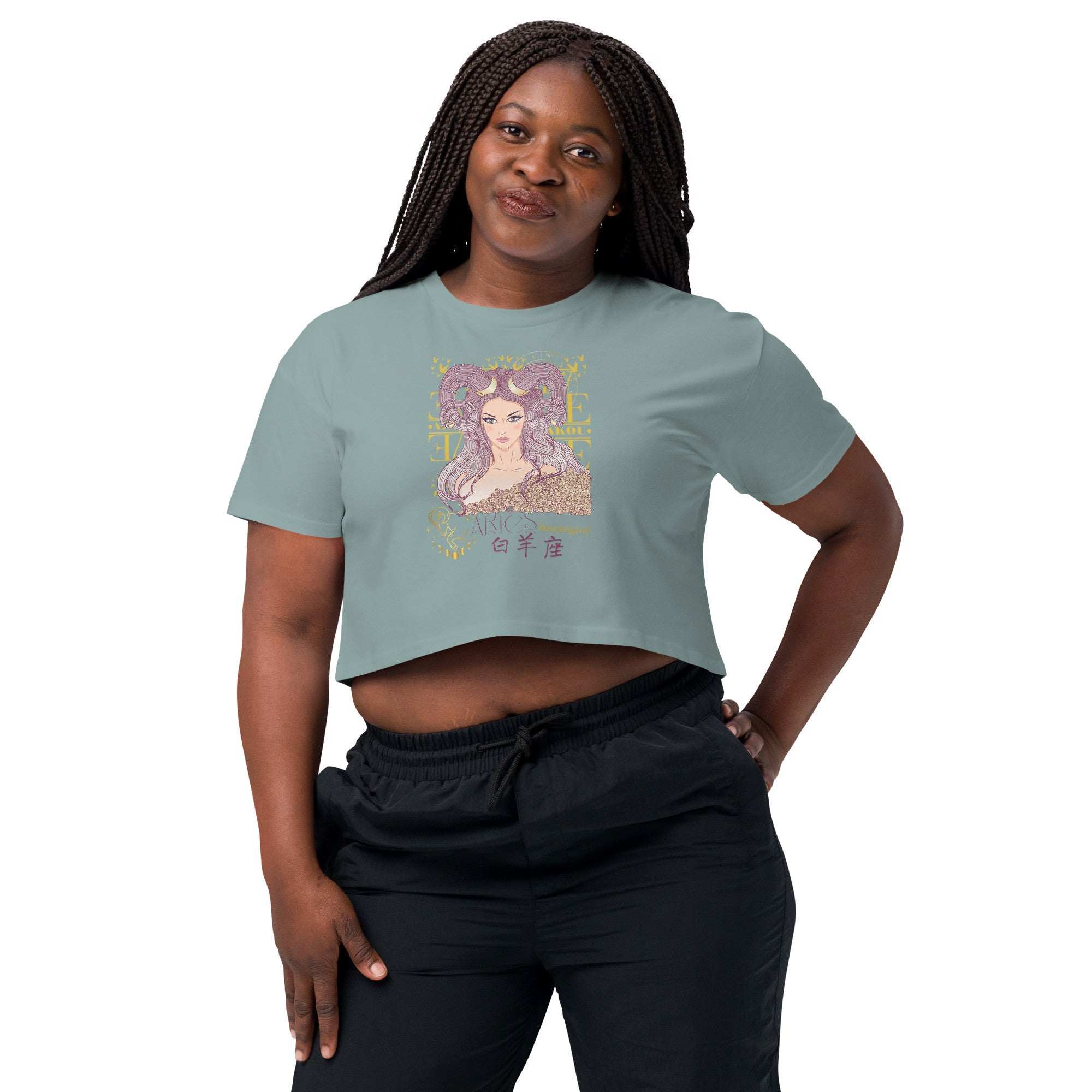 Aries Crop top with zodiac print