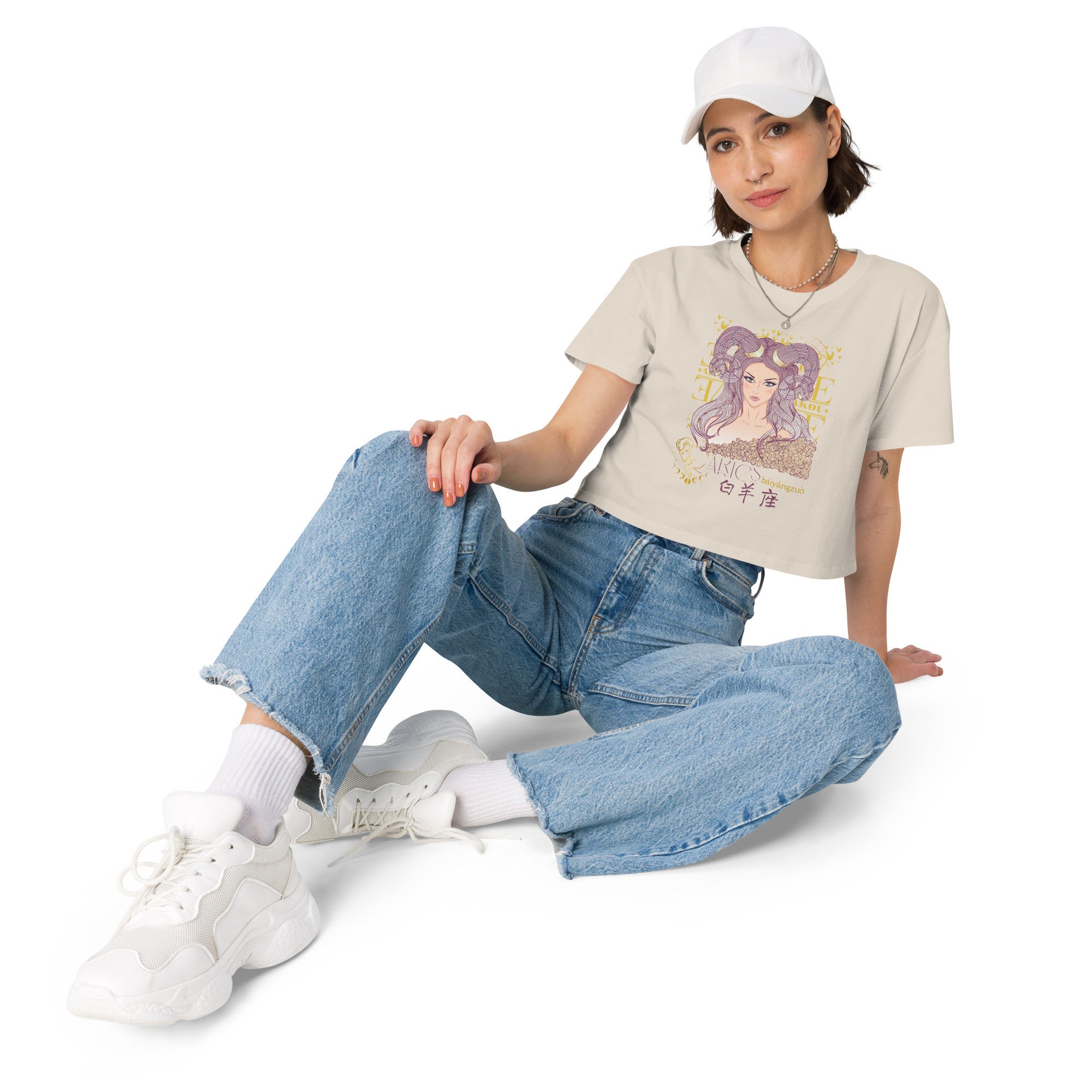 Aries Crop top with zodiac print