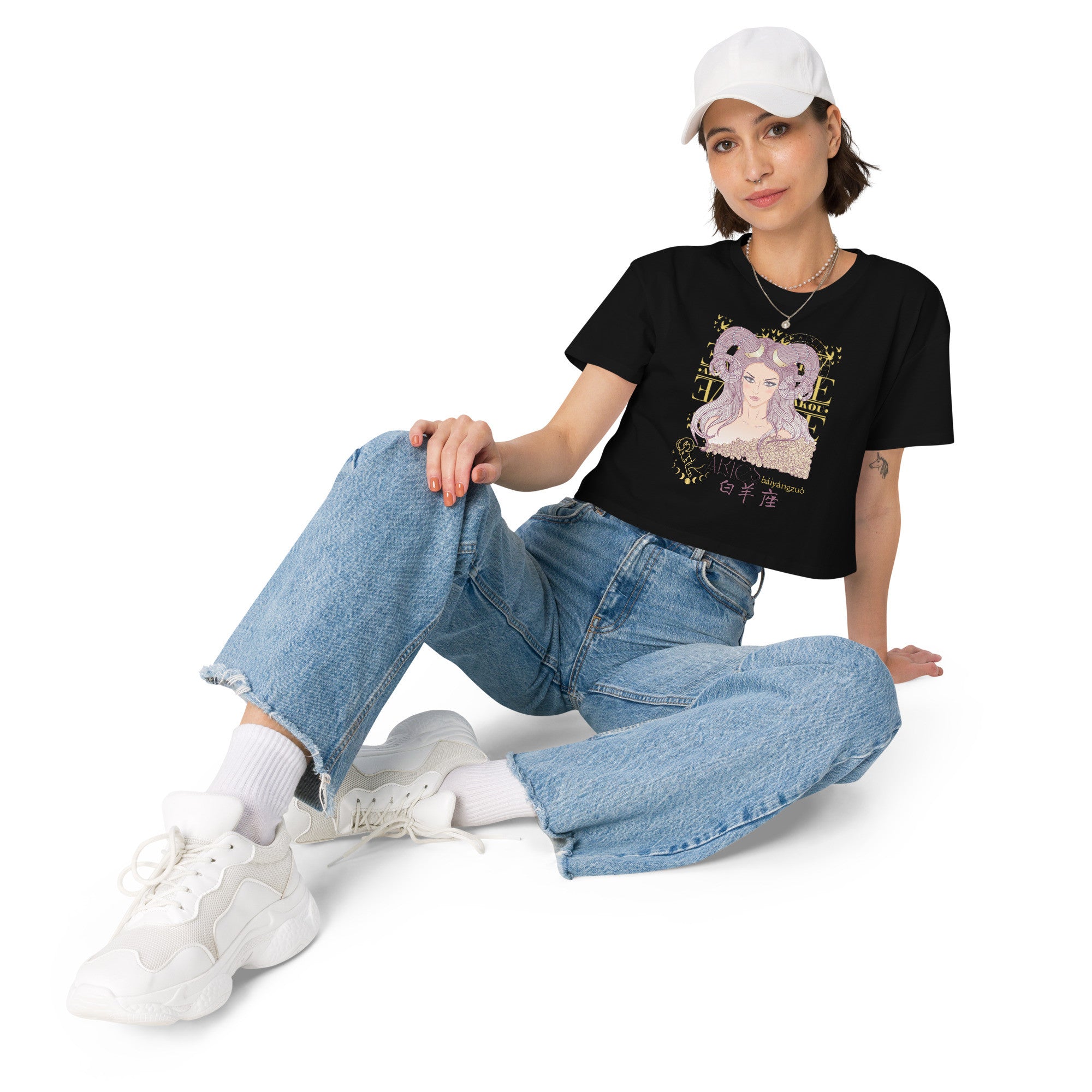 Aries Crop top with zodiac print