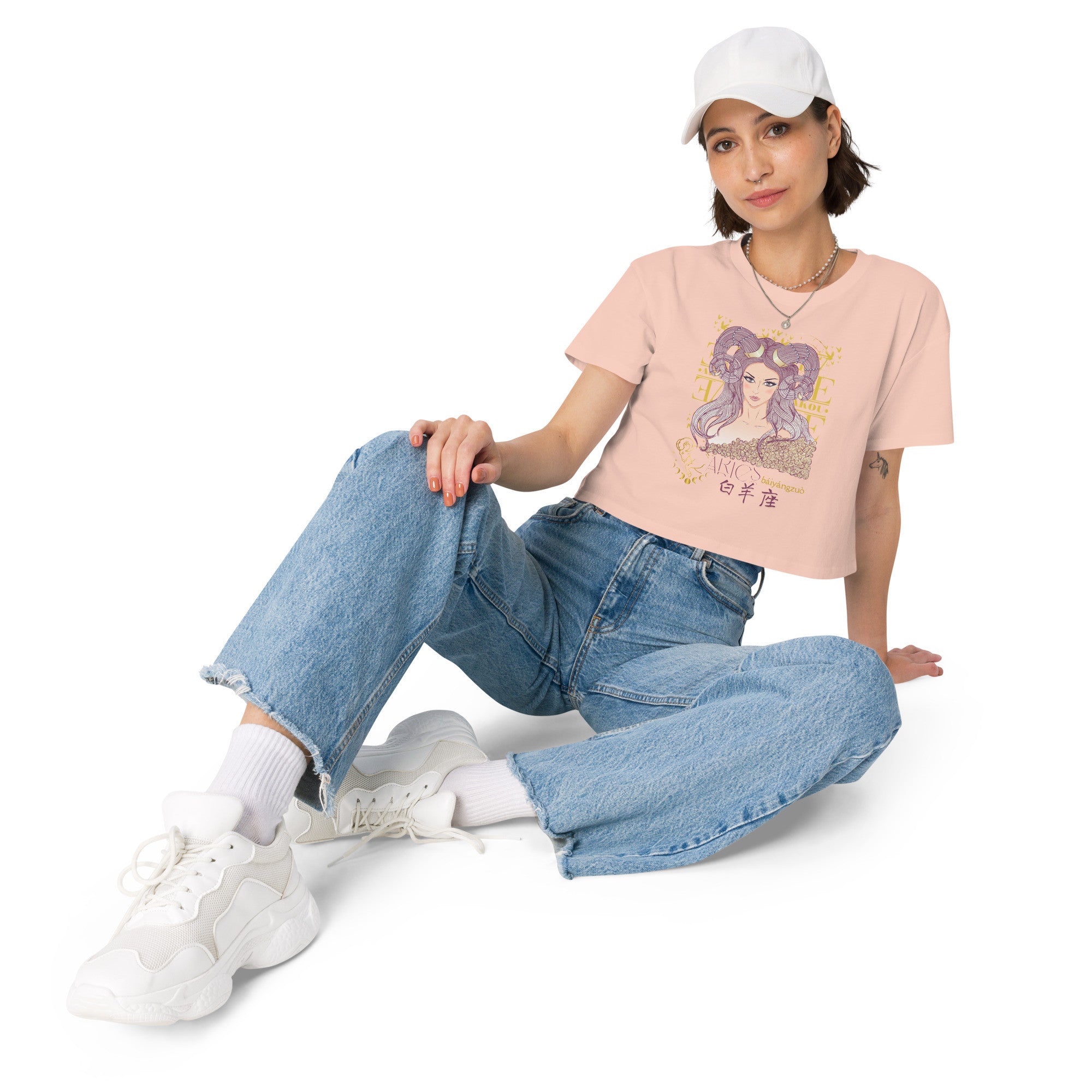 Aries Crop top with zodiac print