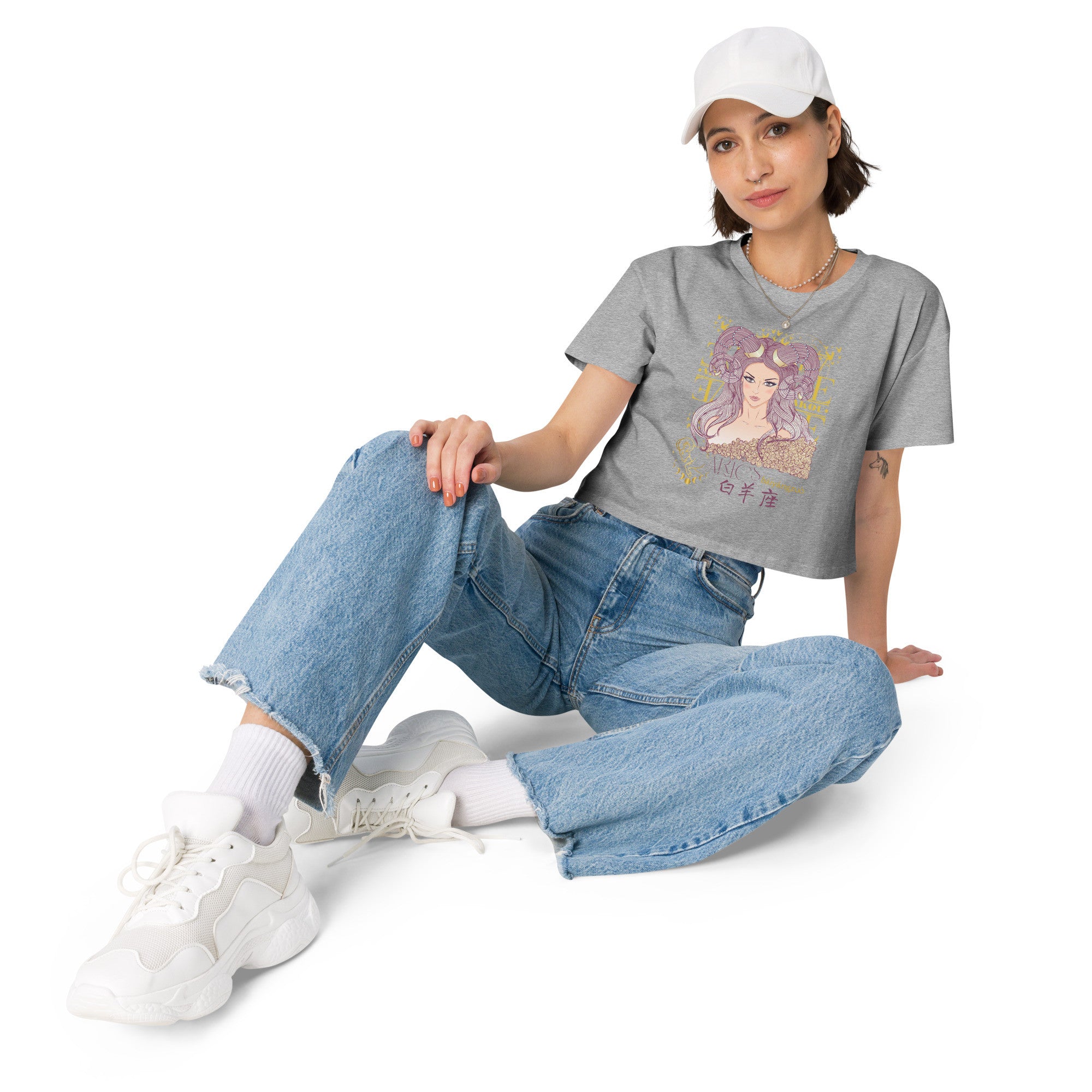 Aries Crop top with zodiac print