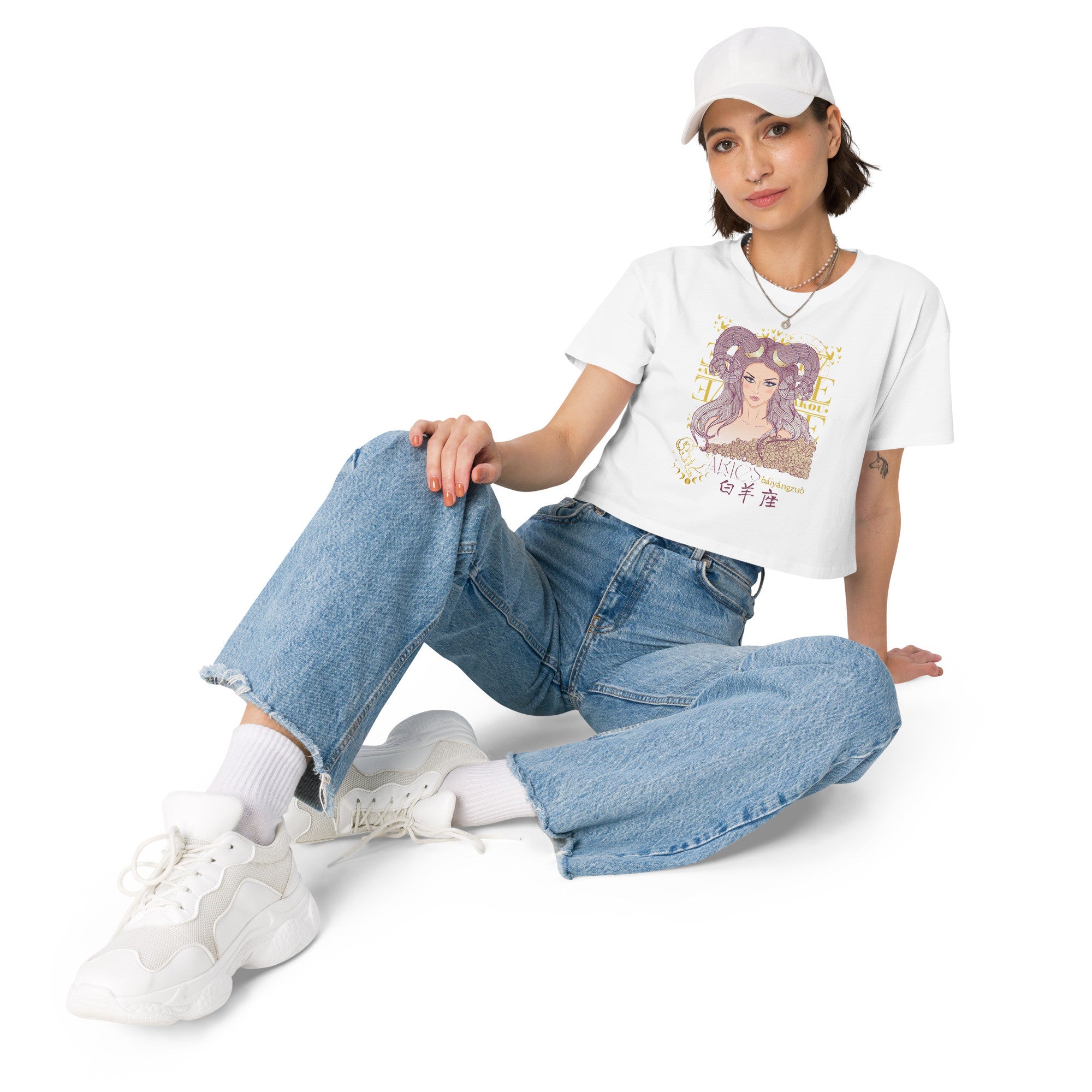 Aries Crop top with zodiac print