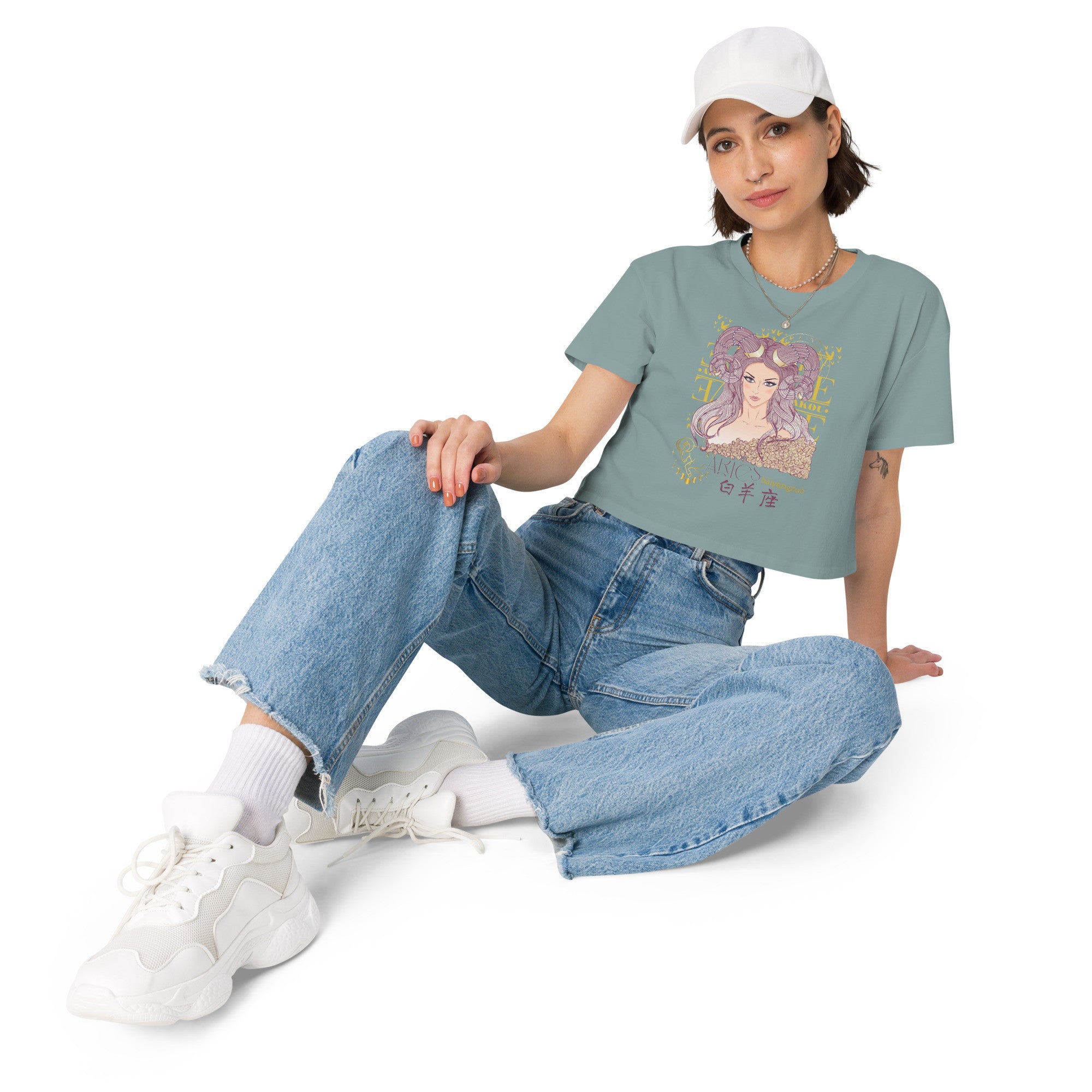 Aries Crop top with zodiac print