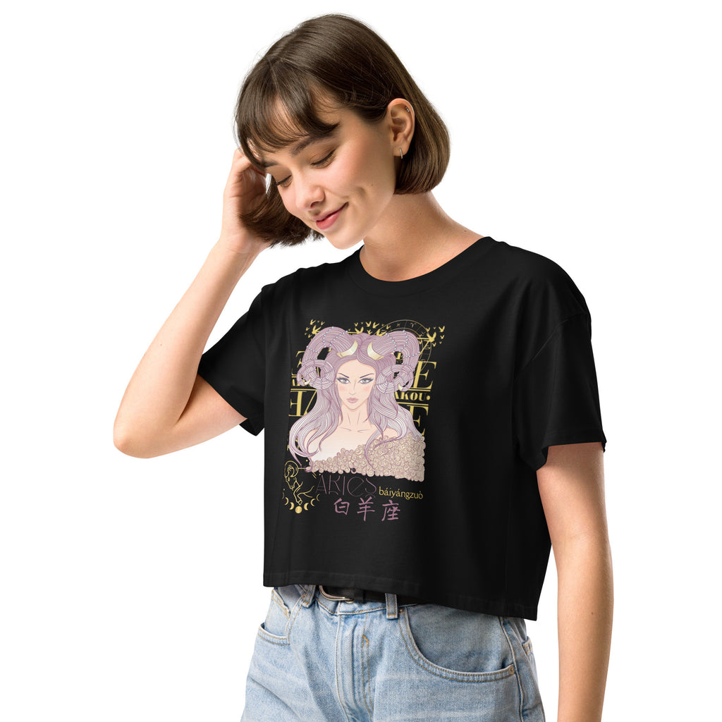 Aries Crop top with zodiac print