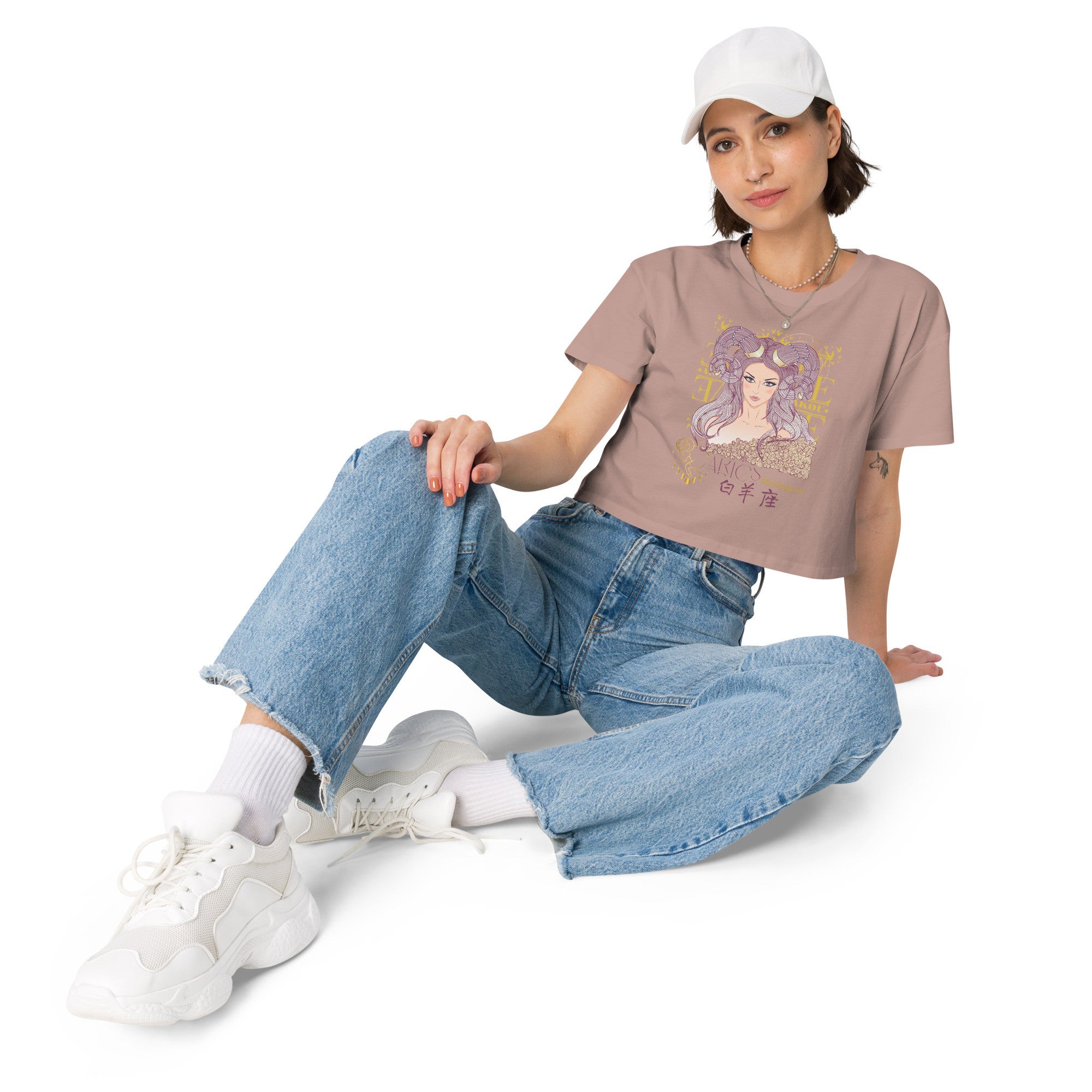 Aries Crop top with zodiac print